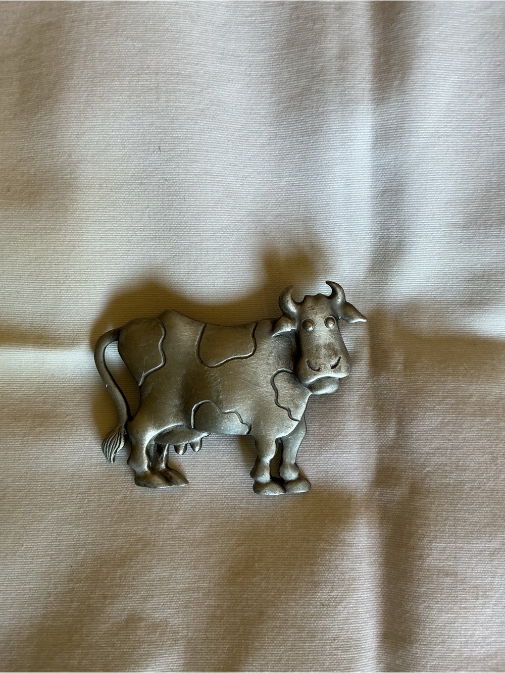 J J Silver-Tone Cow Brooch